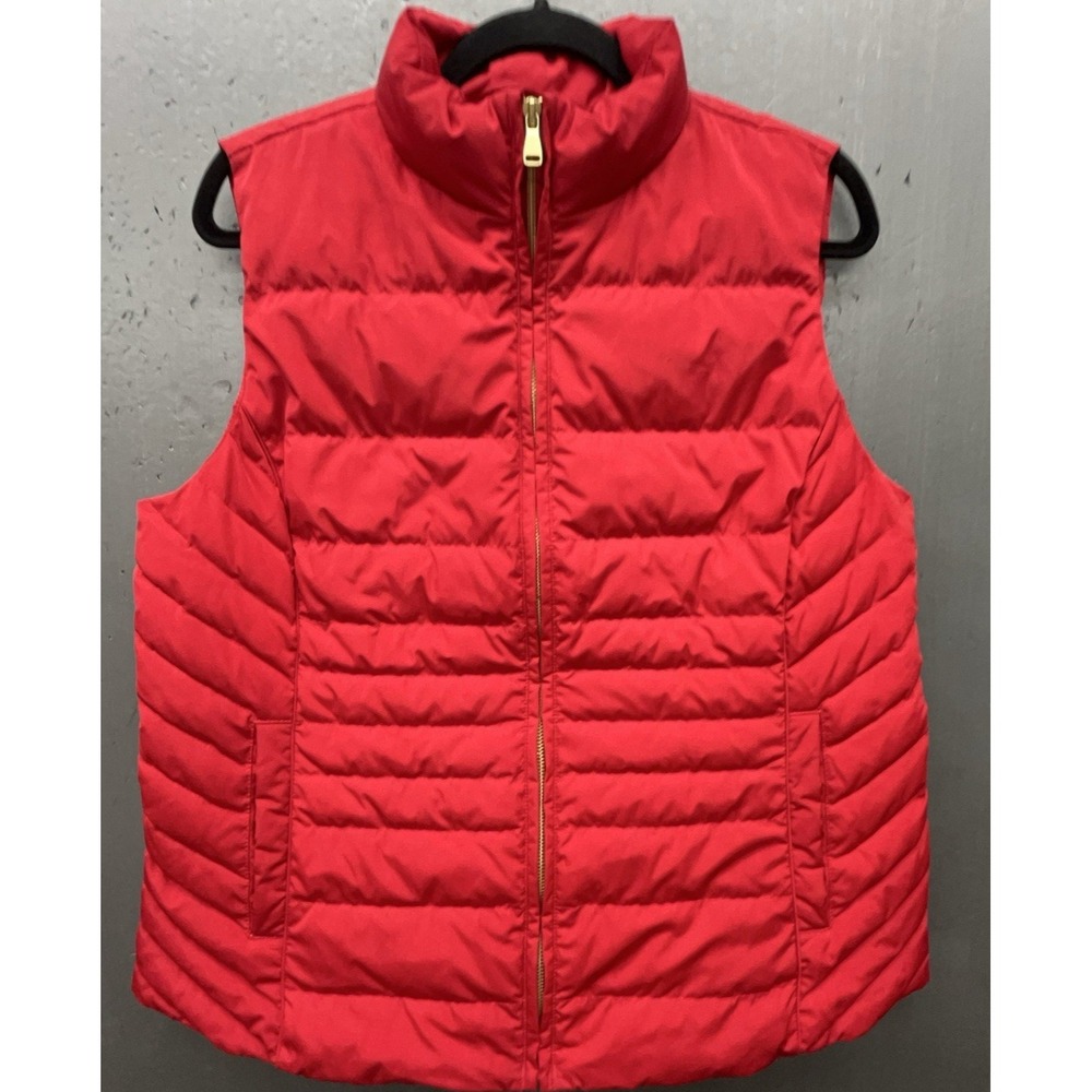 Talbots Down Puffer Vest 1X Red Full Zip Pockets‎ Outdoor Preppy Gorpcore Jacket